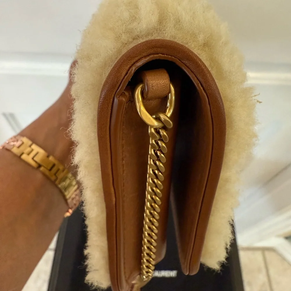 YSL Cassandra Mini Monogram Shearling Crossbody / Shoulder Bag - Picture 5 of 11